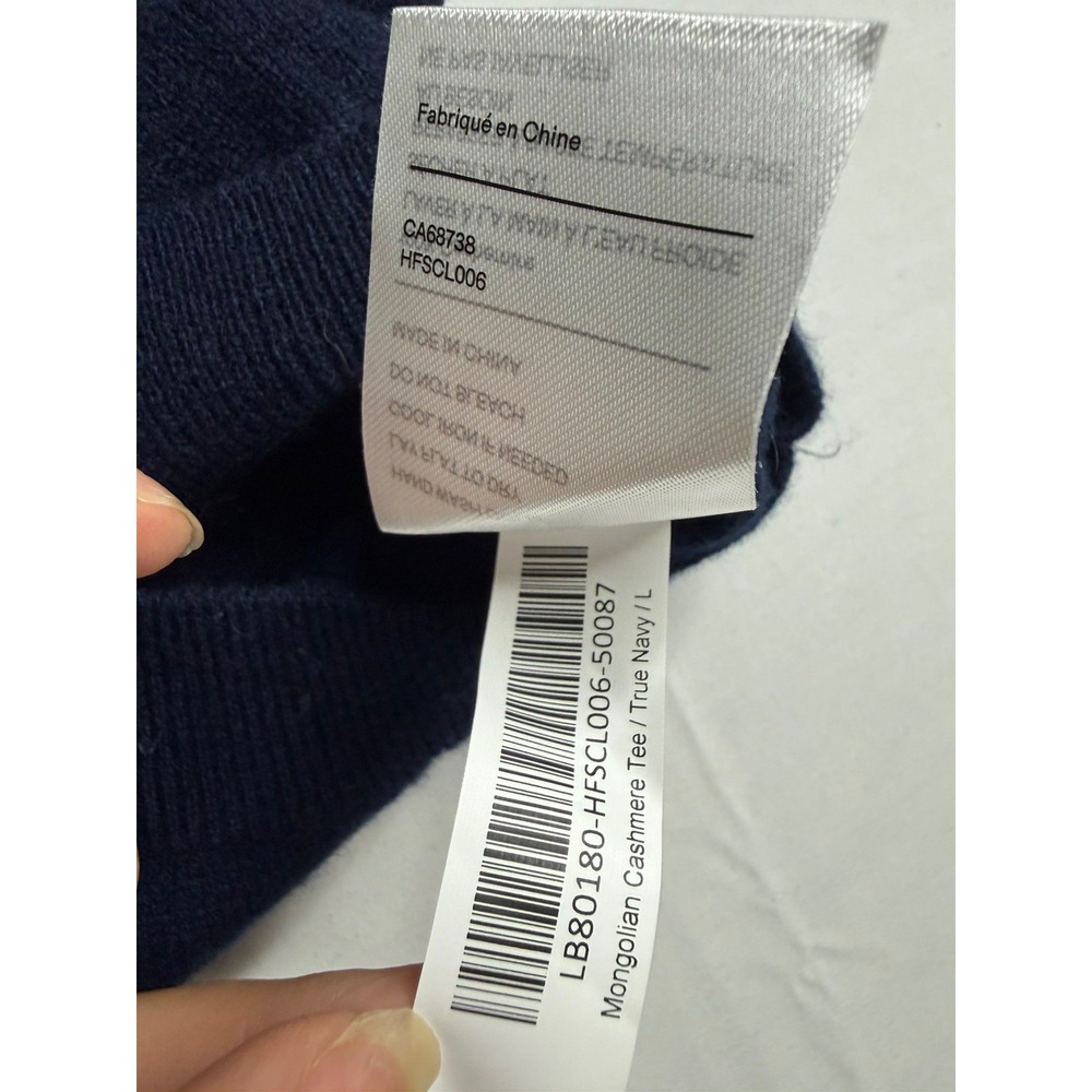 Quince 100% Mongolian Cashmere Sweater Tee Womens L Navy Blue Short Sleeve - Picture 4 of 8